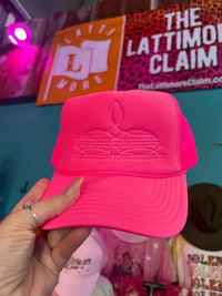 Thumbnail for Western Boot Stitch Trucker Hat - Neon Pink