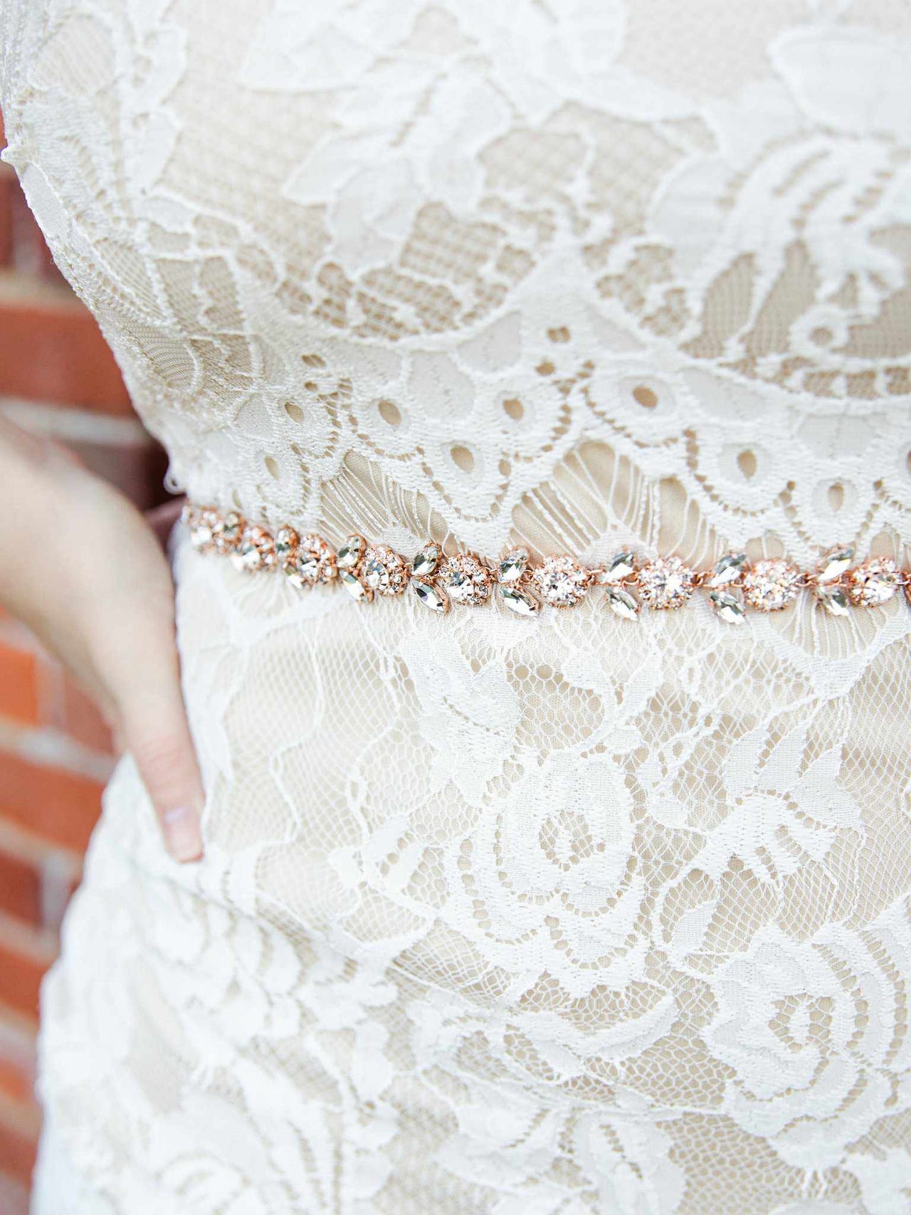 Glistening Rhinestone Flower Belt With Pure Sash - Rose Gold-Belts-Southern Fried Chics