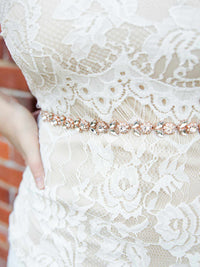 Thumbnail for Glistening Rhinestone Flower Belt With Pure Sash - Rose Gold-Belts-Southern Fried Chics