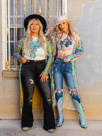 Thumbnail for The Royal Sequin Duster - Gold and Turquoise-Dusters-Southern Fried Chics