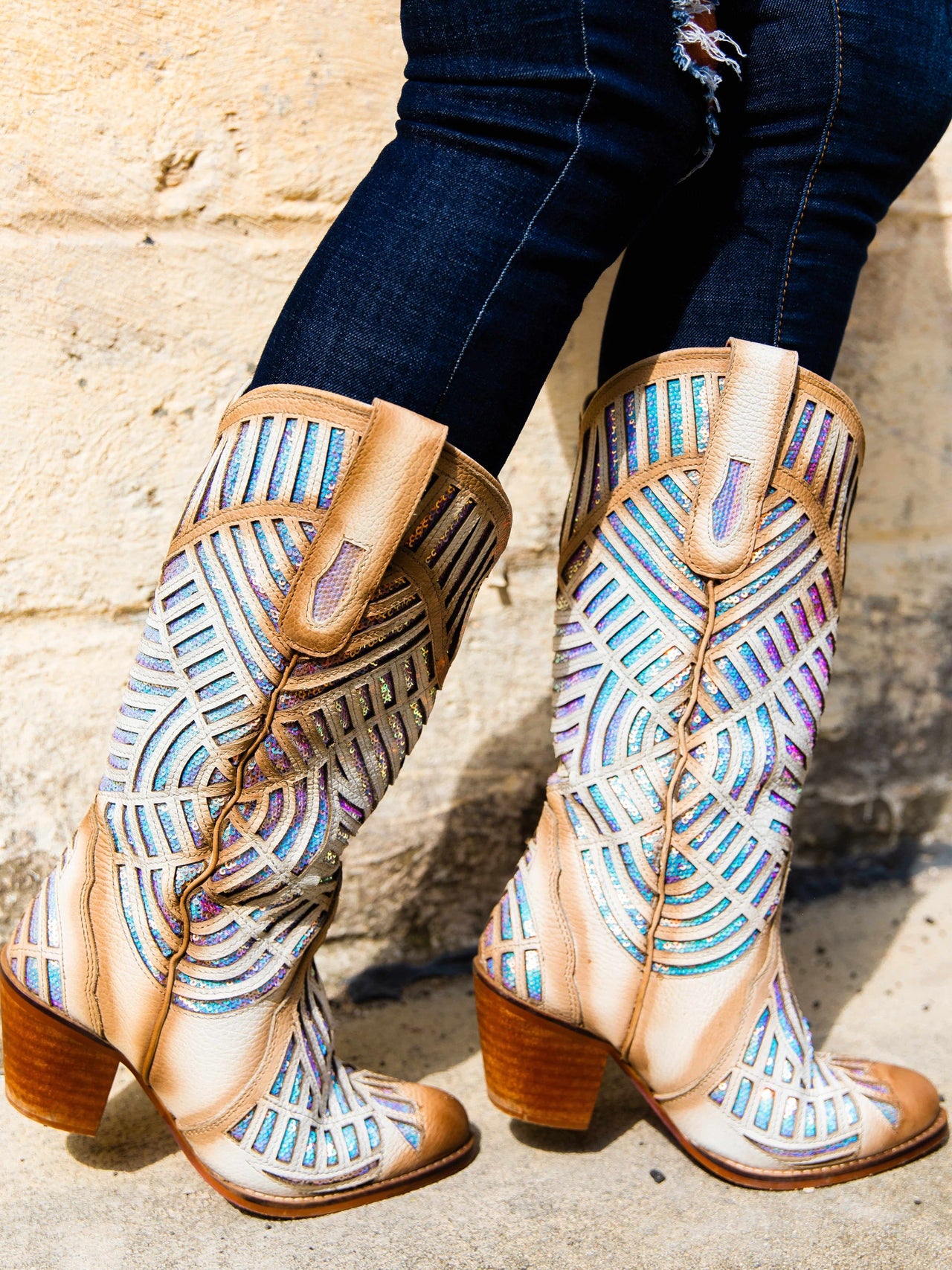 sequined cowgirl boots