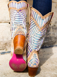 Thumbnail for sequined white leather western boots