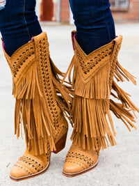Thumbnail for western cowgirl leather boots fringe
