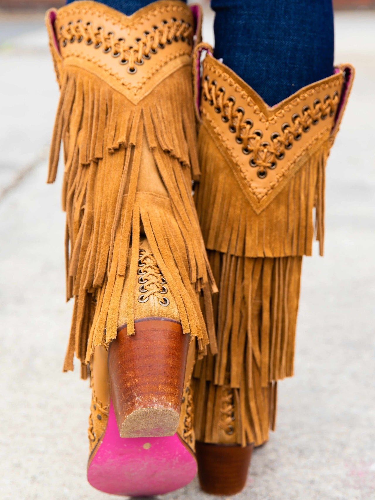 tan cowgirl boots with fringe