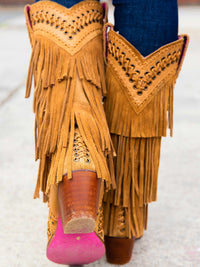 Thumbnail for tan cowgirl boots with fringe