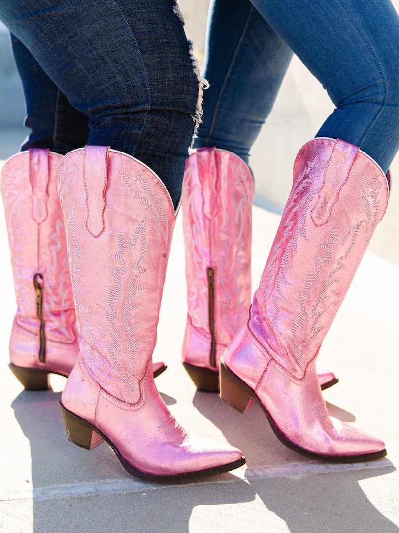 Just Call Me Dolly Pink Cowgirl Boots - Wide Calf