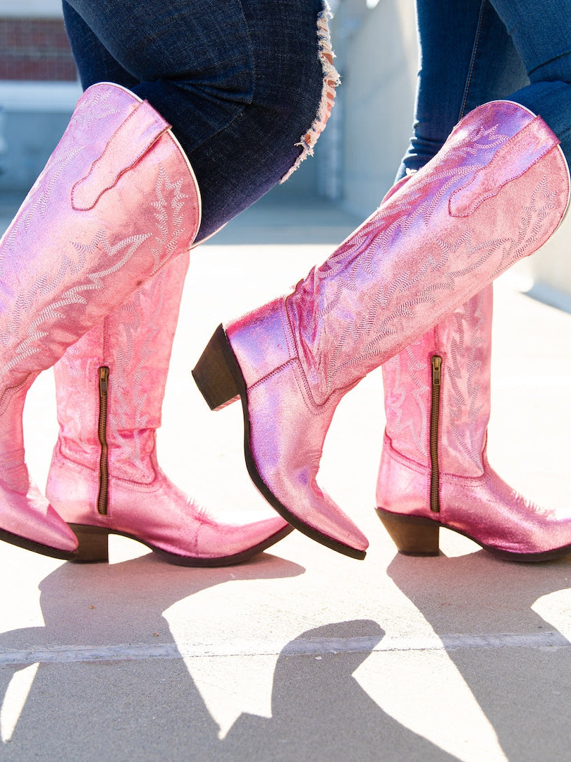 Just Call Me Dolly Pink Cowgirl Boots - Wide Calf
