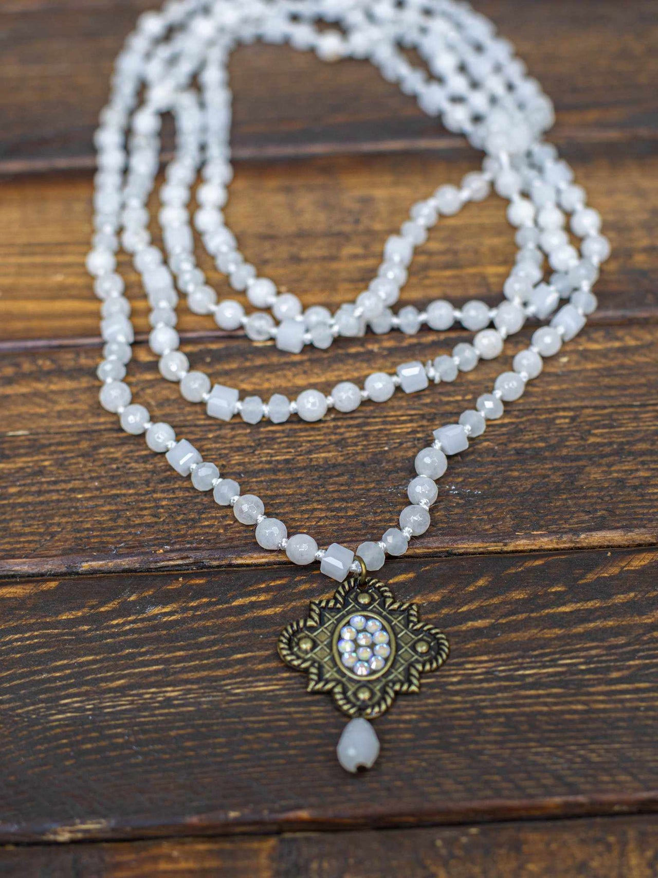 Arabesque Long Beaded Necklace - Pearl-Necklaces-Southern Fried Chics