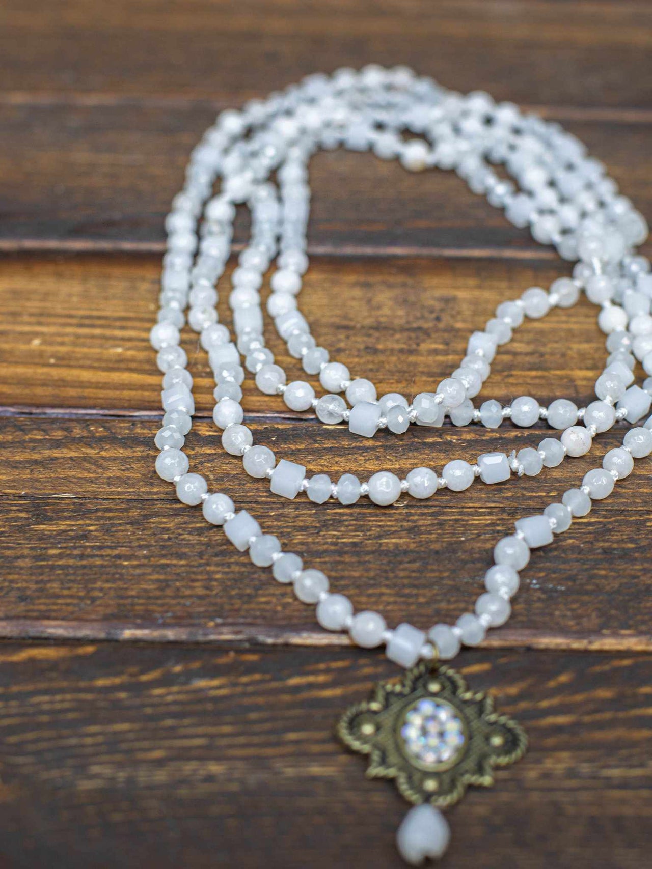 Arabesque Long Beaded Necklace - Pearl-Necklaces-Southern Fried Chics