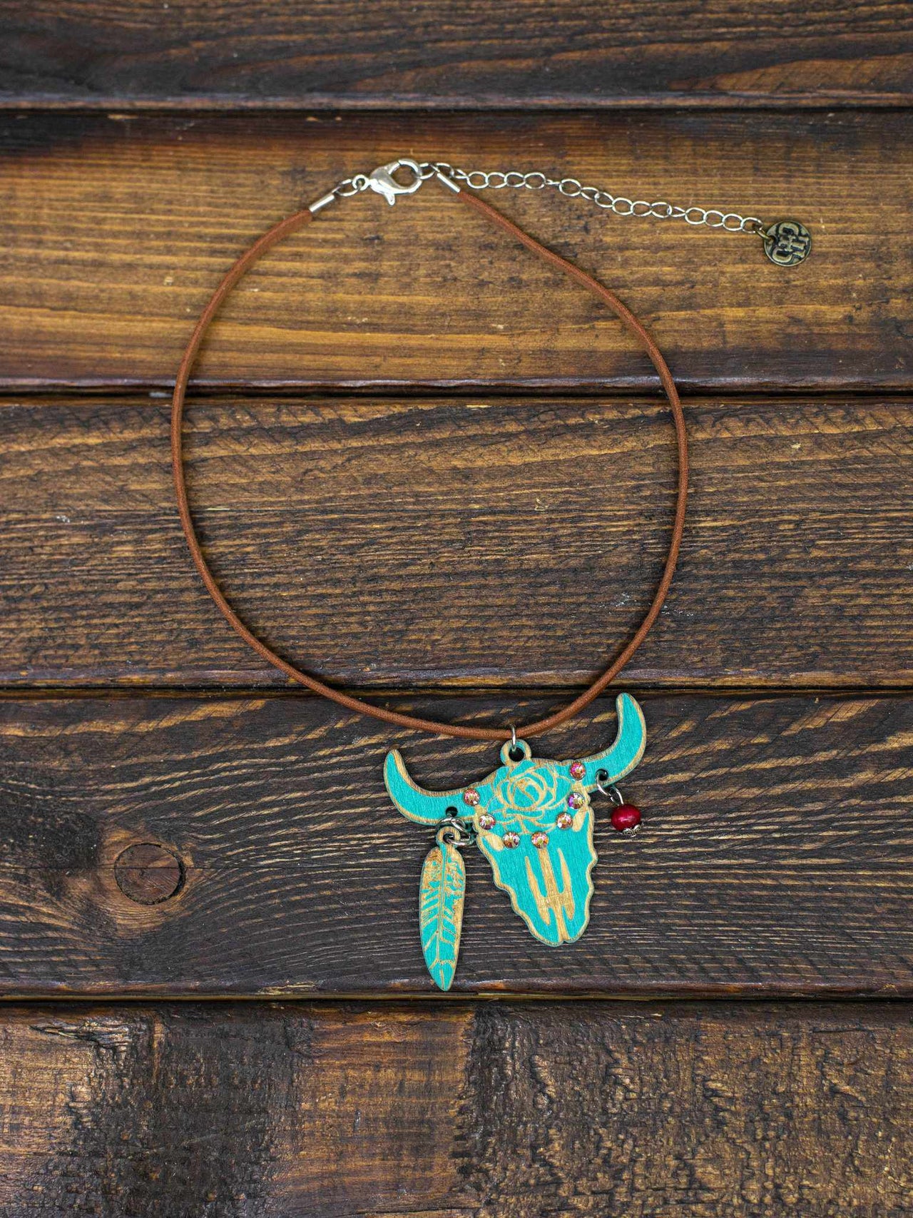 Turquoise Steer Short Choker-Necklaces-Southern Fried Chics