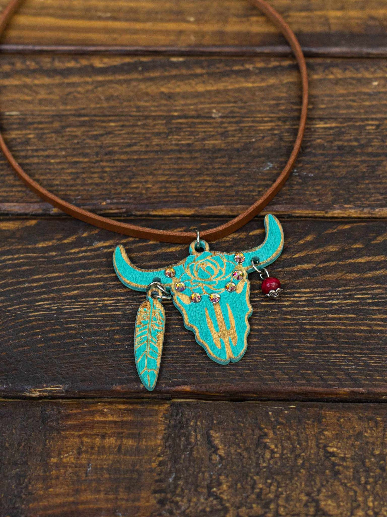 Turquoise Steer Short Choker-Necklaces-Southern Fried Chics