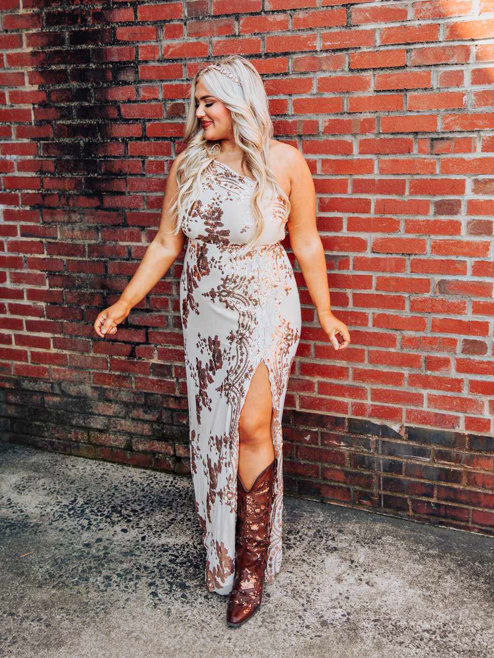 Hollywood Nights Sequin Dress - Rose Gold-Dresses-Southern Fried Chics