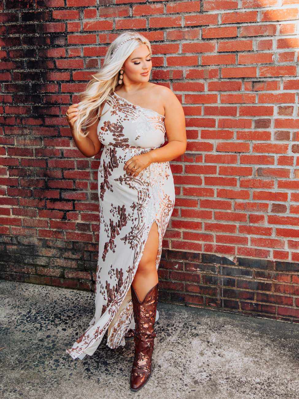 Hollywood Nights Sequin Dress - Rose Gold-Dresses-Southern Fried Chics