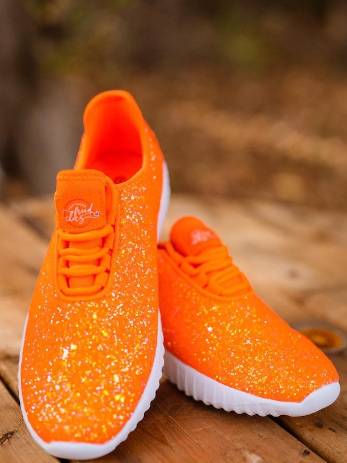 Glitter Bomb Sneakers - Orange on White