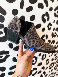Thumbnail for Diva Studded Grey Leopard Booties