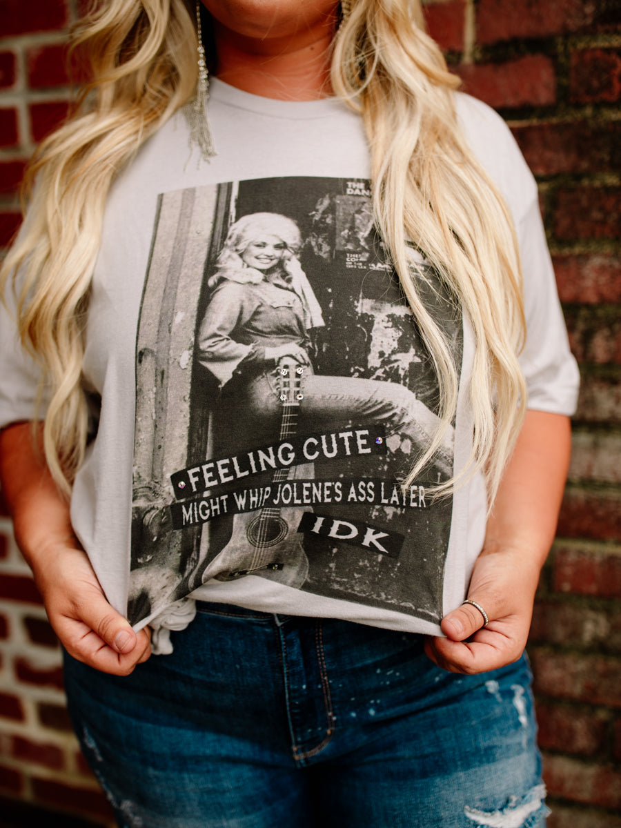 Feelin Cute Tee - Silver-T-Shirts-Southern Fried Chics