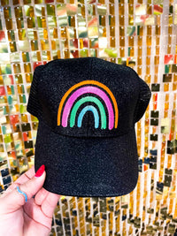 Thumbnail for Taste The Rainbow Black Glitter Hat
