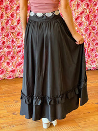 Thumbnail for First Rodeo Black High Low Ruffle Skirt