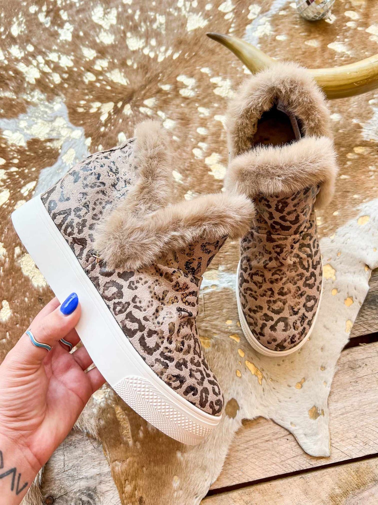 Shantell's Plush Leopard Sneaker Booties