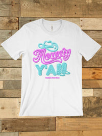 Thumbnail for Howdy y'all neon sign t-shirt.