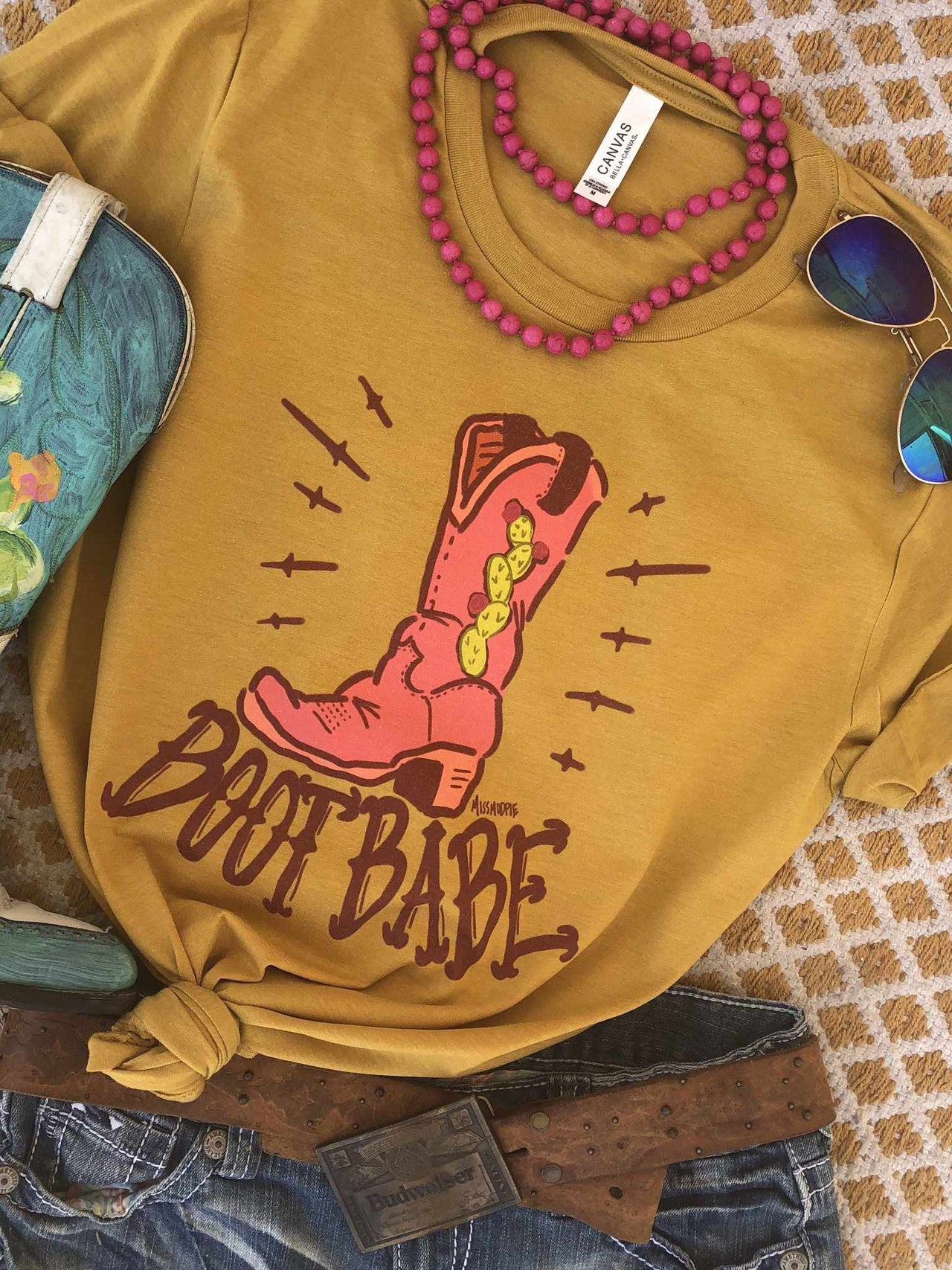 Boot Babe Tee - Mustard-T Shirts-Southern Fried Chics