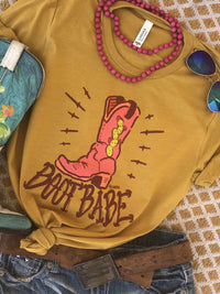 Thumbnail for Boot Babe Tee - Mustard-T Shirts-Southern Fried Chics