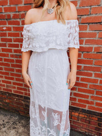Thumbnail for Bridal Ivory Off Shoulder Dress-Dresses-Southern Fried Chics