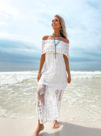 Thumbnail for Bridal Ivory Off Shoulder Dress-Dresses-Southern Fried Chics
