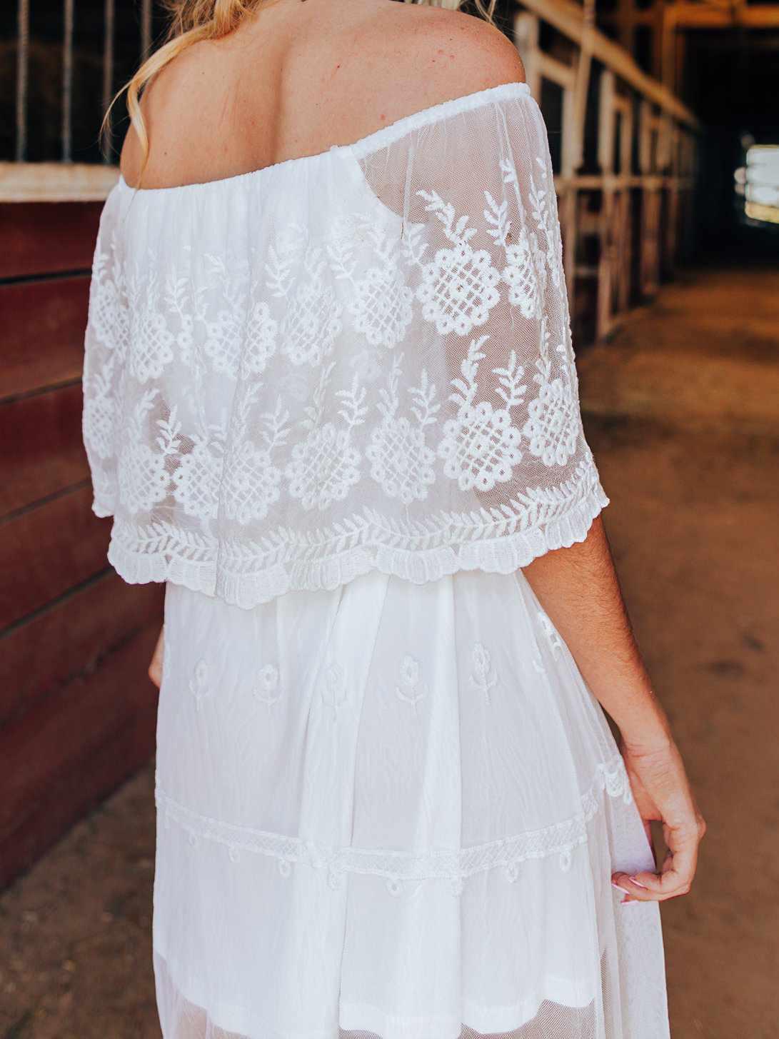 Bridal Off Shoulder White Dress-Dresses-Southern Fried Chics