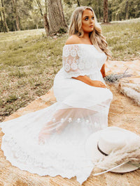 Thumbnail for Bridal Off Shoulder White Dress-Dresses-Southern Fried Chics
