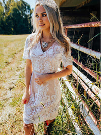 Thumbnail for Bridal White Lace Dress with Tan Lining-Dresses-Southern Fried Chics