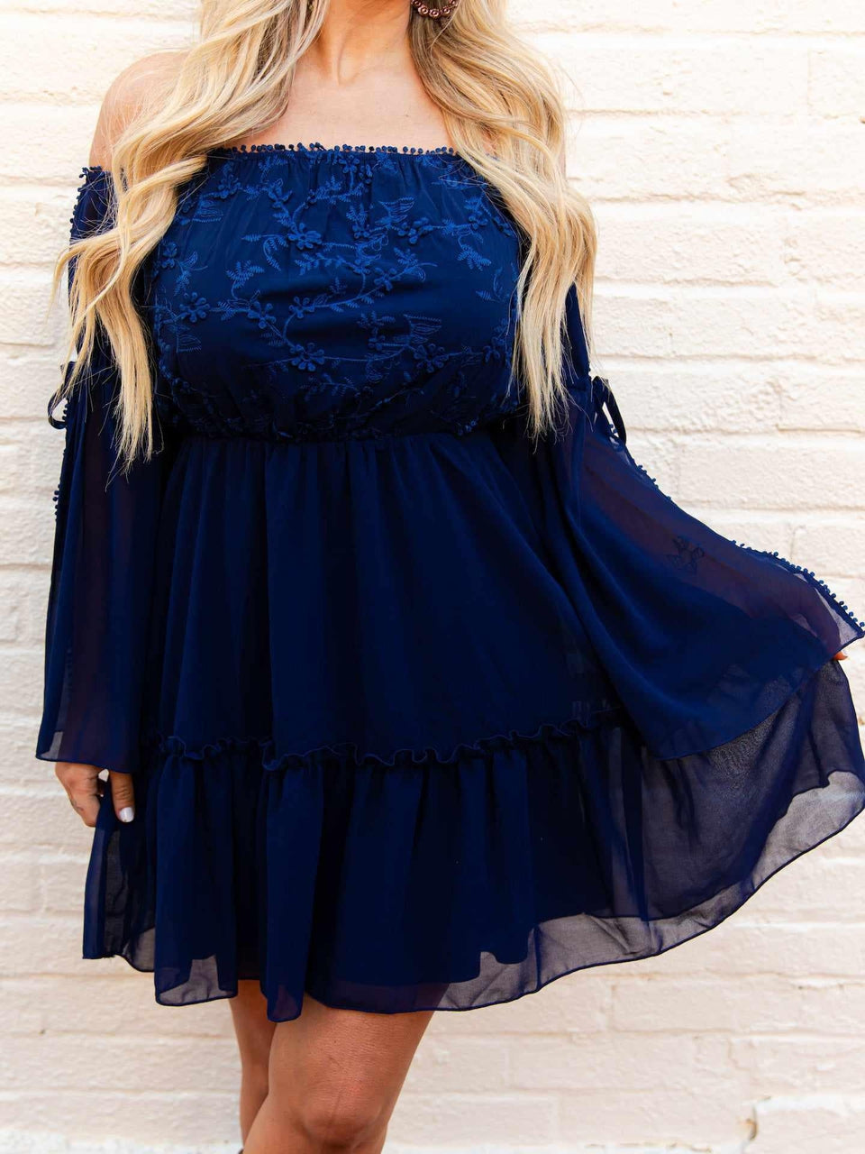Cheerful Wishes Dress - Navy Blue-Dresses-Southern Fried Chics