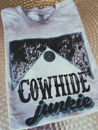 Thumbnail for Cowhide Junkie Tee - Gray-T Shirts-Southern Fried Chics