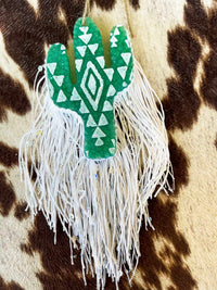 Thumbnail for Green Aztec Cactus Fringe Freshie