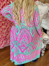 Thumbnail for The Royal Sequin Duster - Hot Pink and Mint