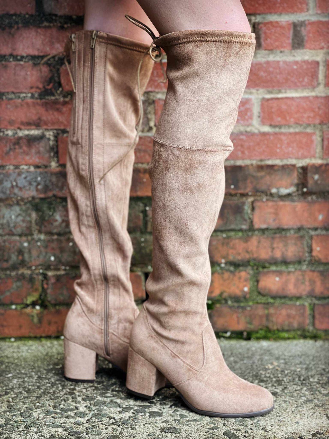 Easy On Me Over The Knee Taupe Boot-Boots-Southern Fried Chics
