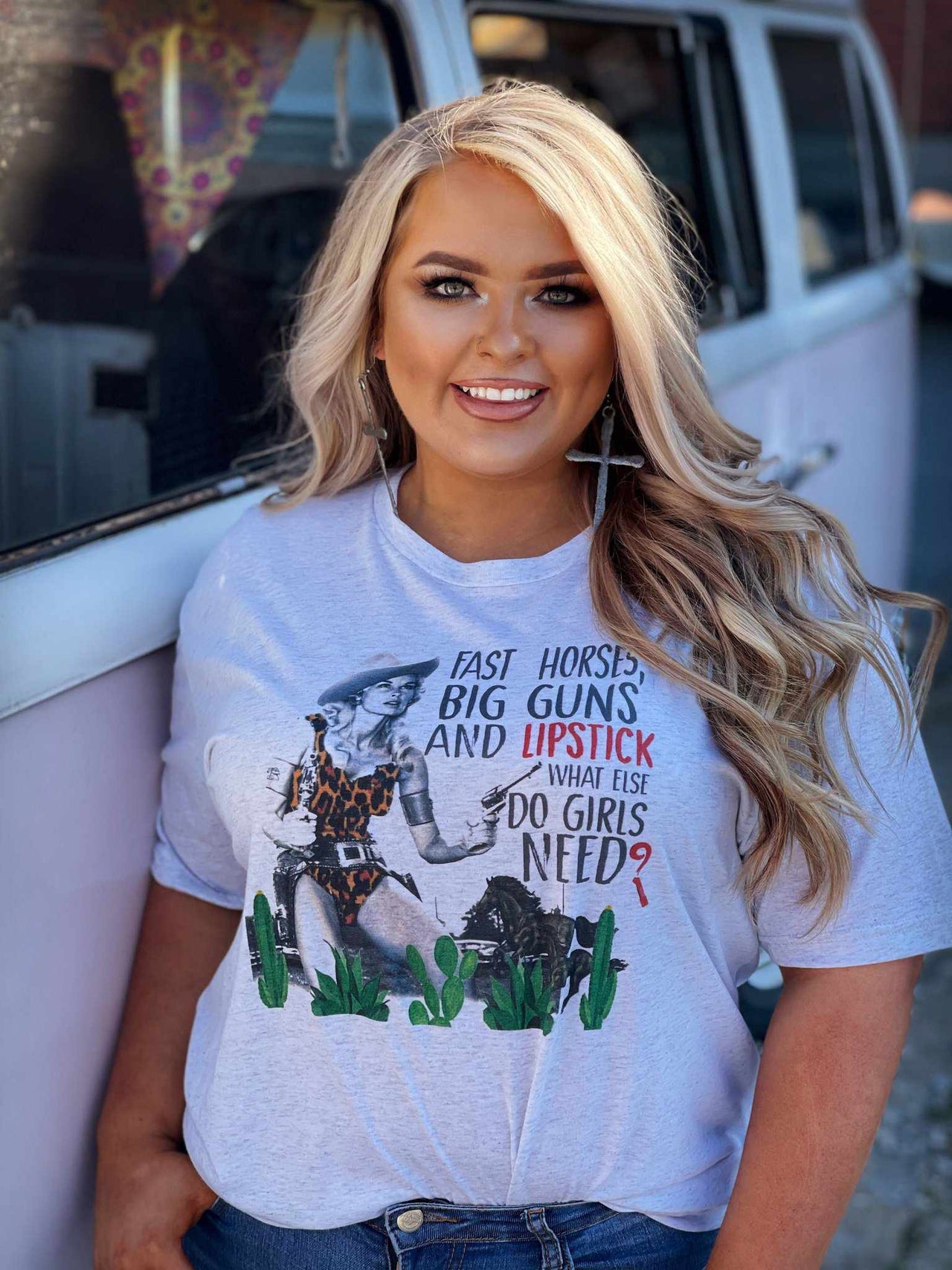 Fast Horses Big Guns and Lipstick Tee-T Shirts-Southern Fried Chics