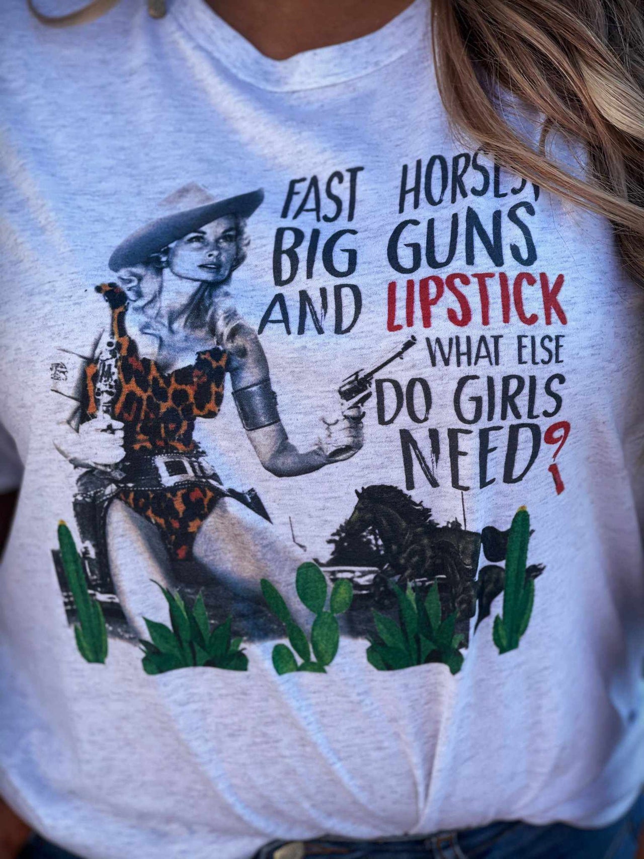 Fast Horses Big Guns and Lipstick Tee-T Shirts-Southern Fried Chics