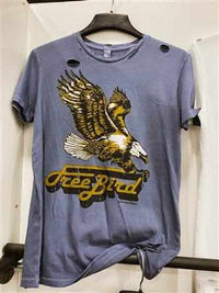 Thumbnail for Free Bird Distressed Tee - Vintage Blue-T Shirts-Southern Fried Chics