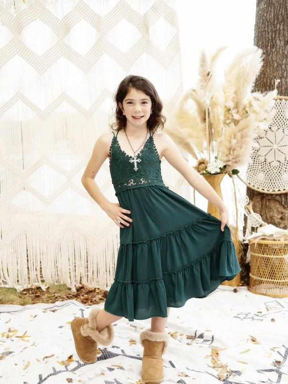 Girls Southbound Dress - Evergreen-Dresses-Southern Fried Chics