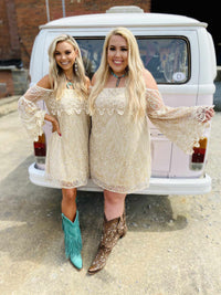 Thumbnail for Gypsy Gold Dress - Rose Gold Boho Sequin-Dresses-Southern Fried Chics
