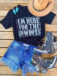 Thumbnail for Here For The Cowboys Tee - Black-T Shirts-Southern Fried Chics
