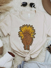 Thumbnail for Hippie Highland Cow Tee - Cream-T Shirts-Southern Fried Chics
