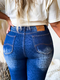 Thumbnail for Hot Girl Jean - Leopard Dark Wash-Jeans-Southern Fried Chics