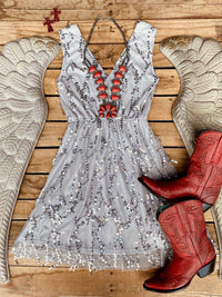 Thumbnail for Story Of A Girl Sequin Dress - Gray-Discontinued-Southern Fried Chics