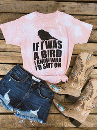 Thumbnail for If I Was A Bird Bleached Tee - Peach-T Shirts-Southern Fried Chics