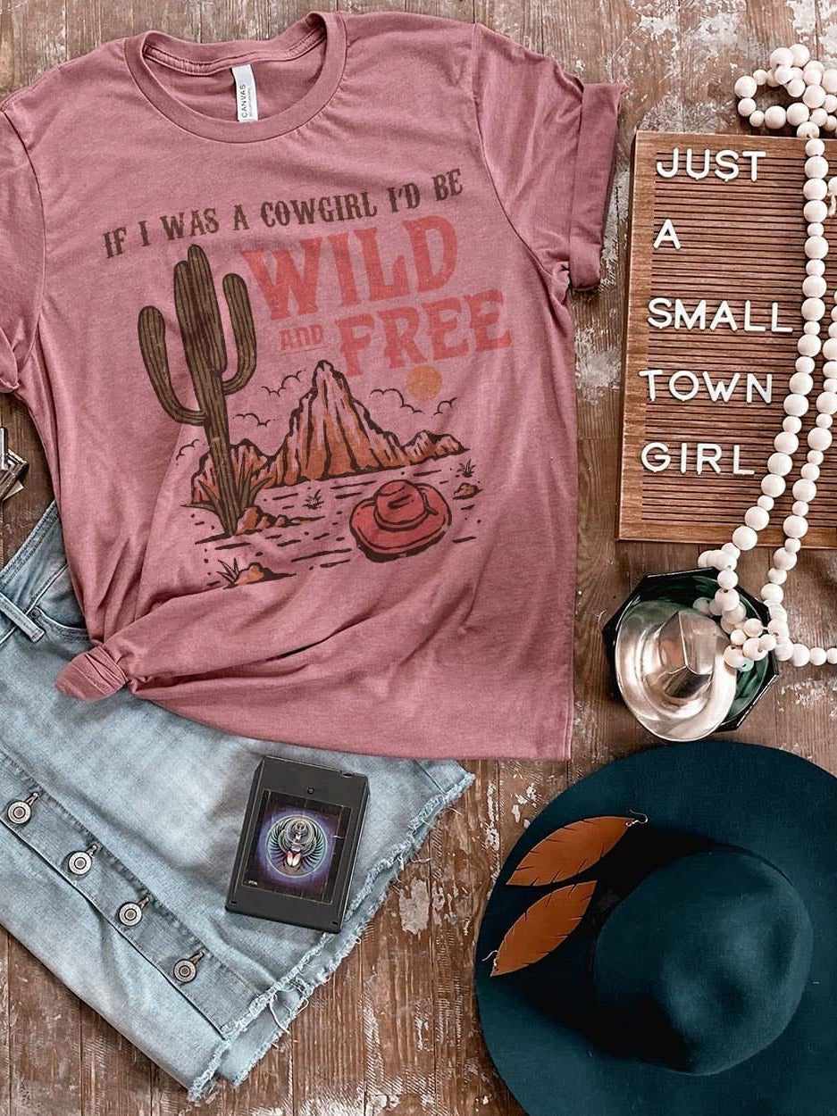 If I Was A Cowgirl Tee - Mauve-T Shirts-Southern Fried Chics