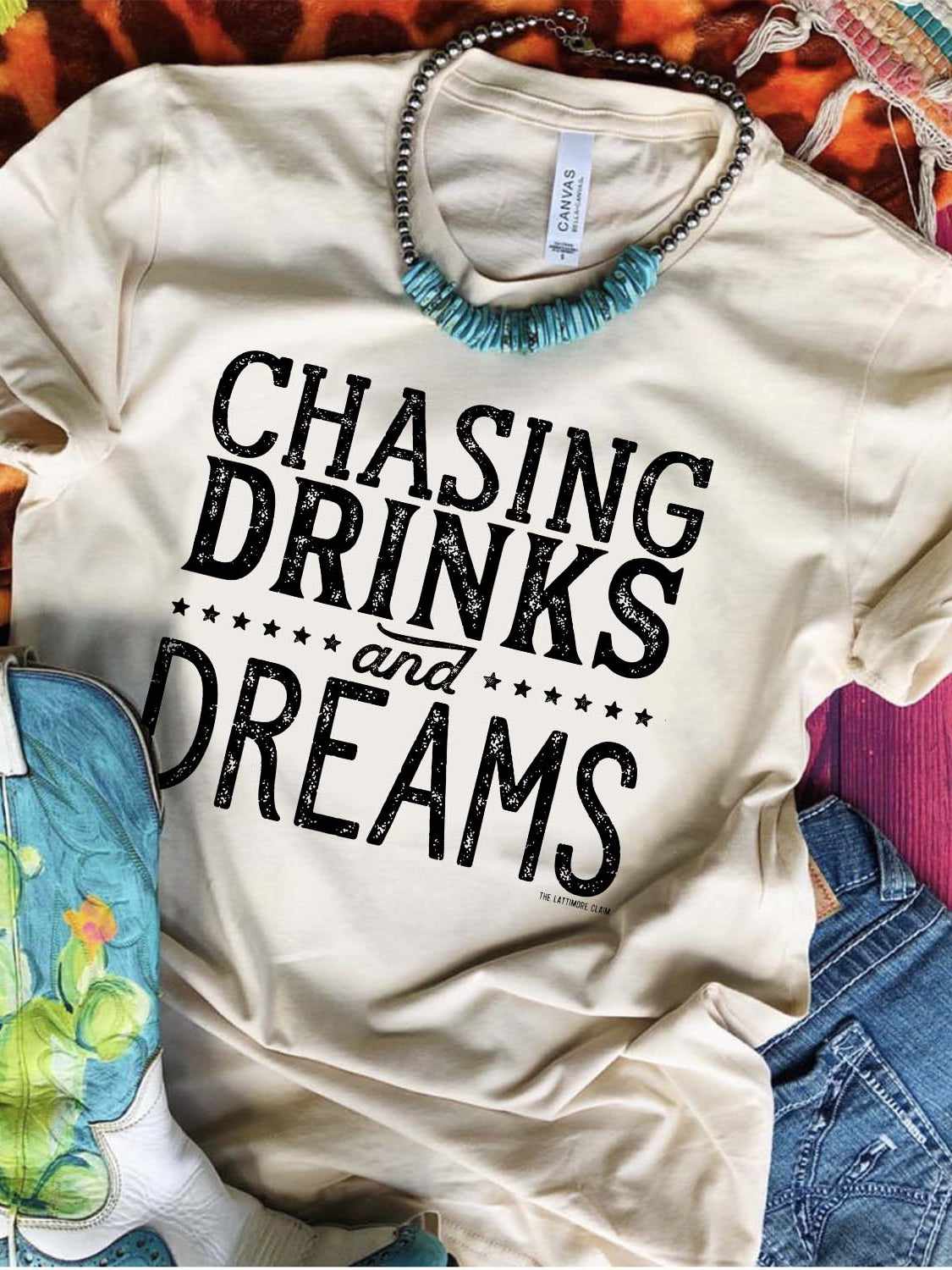 Chasing Drinks And Dreams T-shirt - Cream