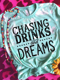 Thumbnail for Chasing Drinks And Dreams T-shirt - Mint Bleached
