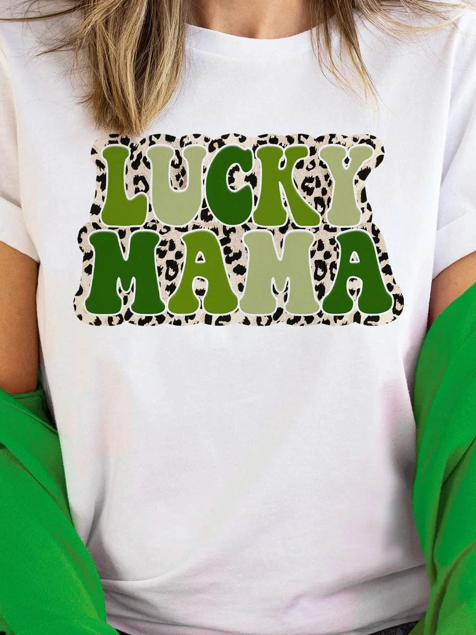 Lucky Mama Leopard T shirt - White